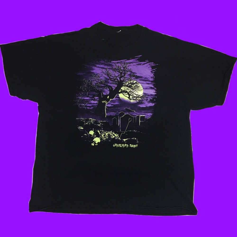Spooky graveyard shift T-shirt size fits like XL